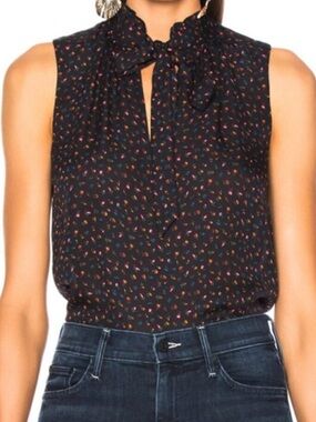 Veronica Beard Bertrand Black Floral Silk Blouse Size 6
